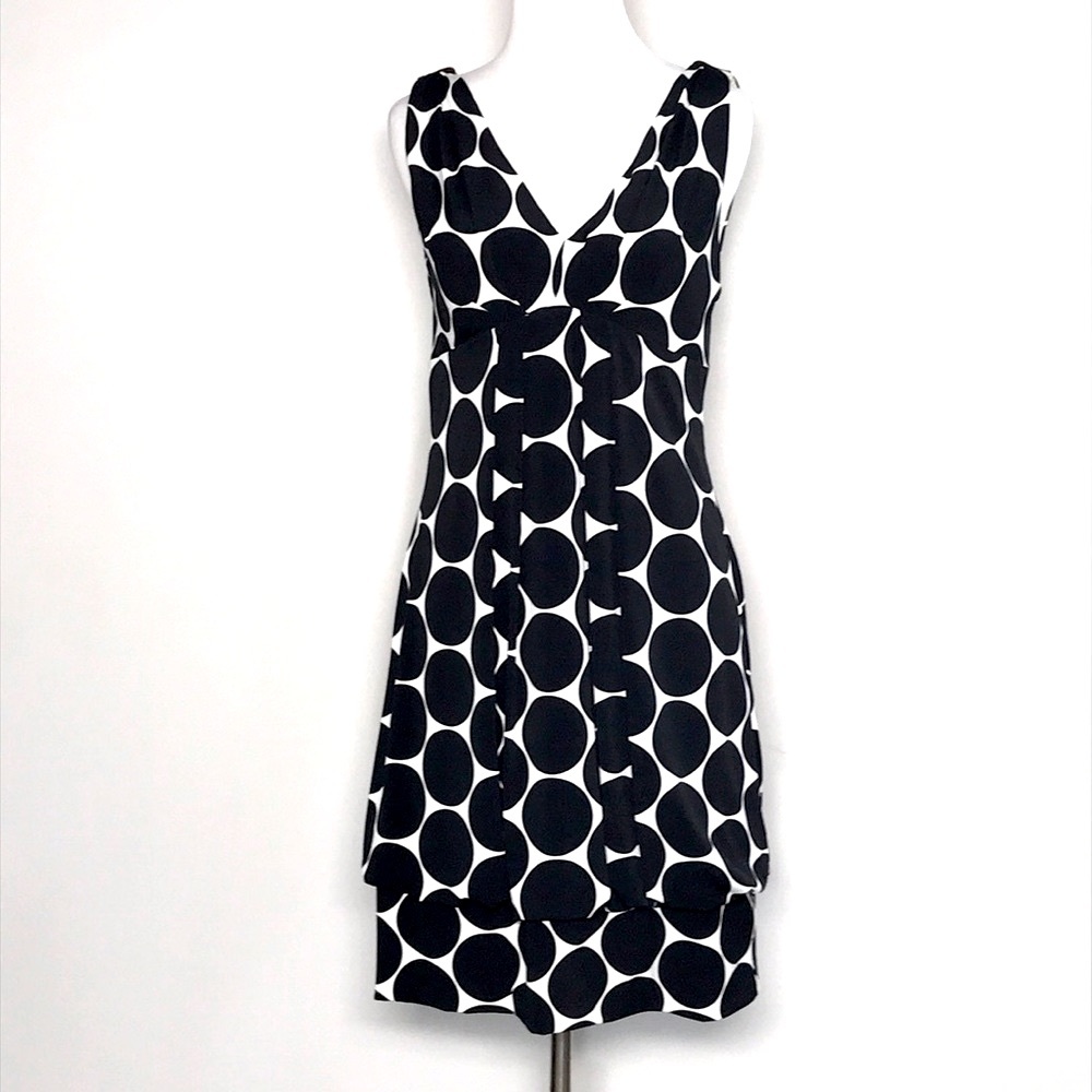 Eliza J Women’s Black & White Polka Dot Empire Waist Midi Dress Size 10